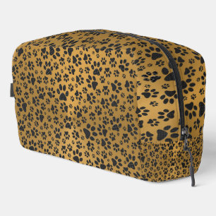 Neceser Perro Paws Black and White Polka Dot sobre oro met