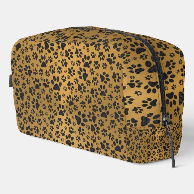 Neceser Perro Paws Black and White Polka Dot sobre oro met (Esquina derecha)