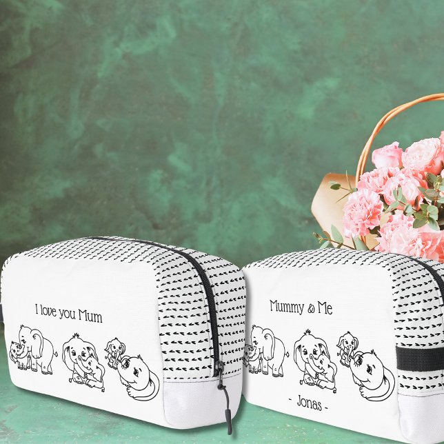 Neceser Personalizada la Mamá de elefantes y el Día de la  (Elephant Mum & Me Mother's Day personalized Dopp Kit)