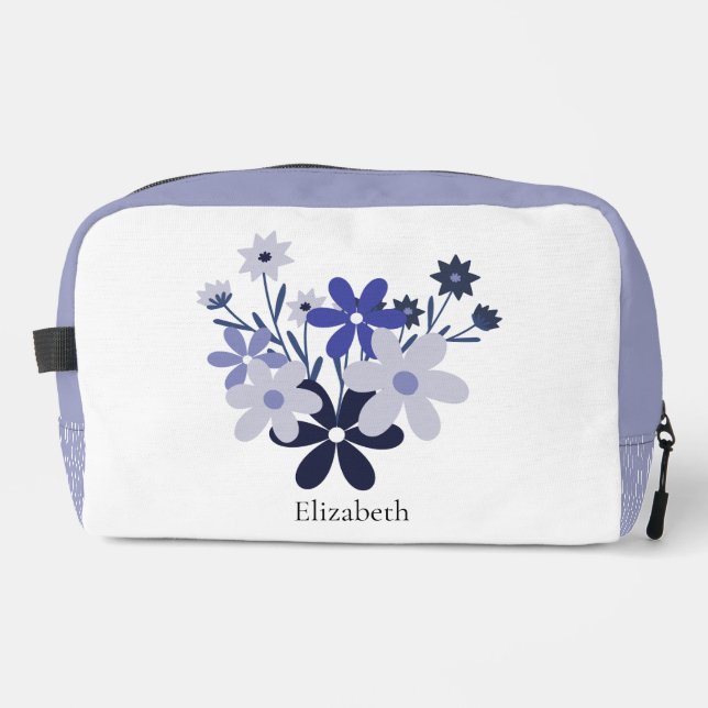 Neceser Personalizado Elegante Floral Azul Morado Patrón V (Anverso)