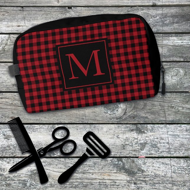 Neceser Personalizado Monogramado De Búfalo Rojo Y Negro (Subido por el creador)