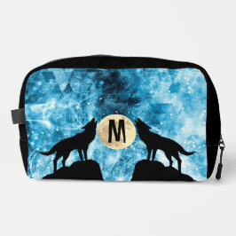 Neceser Personalizado negro azul de luna llena de lobo Mon