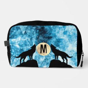Neceser Personalizado negro azul de luna llena de lobo Mon