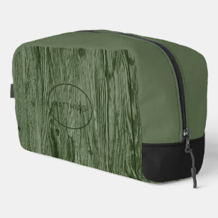 Neceser Personalizado Patrón de grano de madera verde oscu