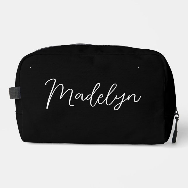 Neceser Personalizado Script Moderno en Blanco y Negro par (Anverso)