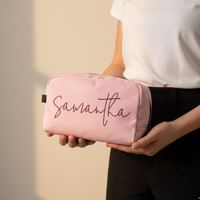 Neceser Personalized Pink Bridesmaid Makeup Bag for Her (Custom Pink Travel Storage Bag | Birthday Gift for Her, Bridesmaid, or Teacher, Bride squad gift, )