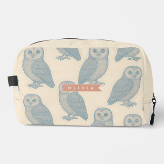 Neceser Personalized Vintage Blue Owl Woodland Cottagecore