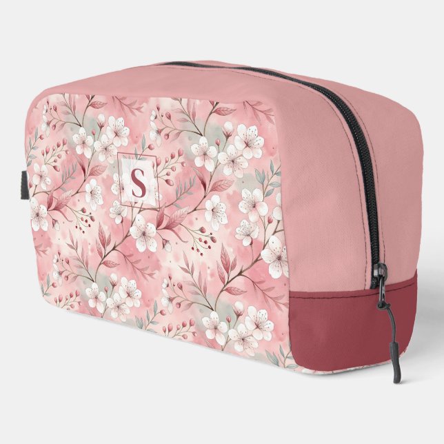 Neceser Pink cherry blossom monogram (Esquina derecha)