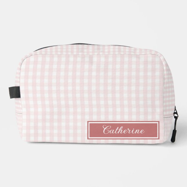 Neceser Pink Gingham Cute Plaid Cosmetic Pretty (Anverso)