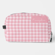 Pink Gingham Pattern Girly Checkered Plaid Name