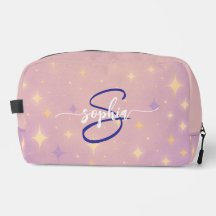 Pink Lavender Monogram Name Script Toiletry Bag
