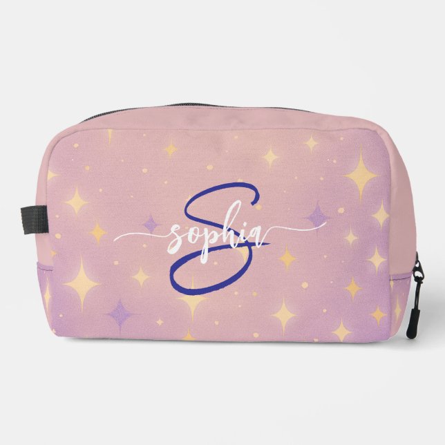 Neceser Pink Lavender Monogram Name Script Toiletry Bag (Anverso)