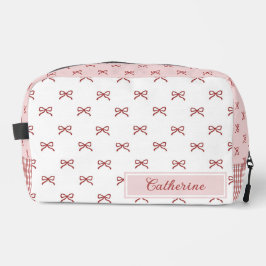 Neceser Pink & Red Bow Pattern Gingham Coquette Cosmetic