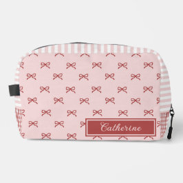 Neceser Pink & Red Bow Pattern Gingham Coquette Cosmetic