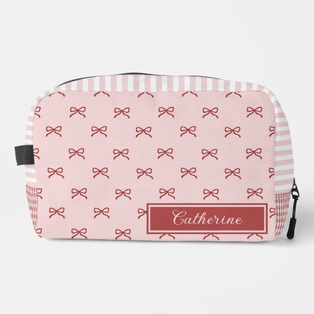 Neceser Pink & Red Bow Pattern Gingham Coquette Cosmetic  (Anverso)