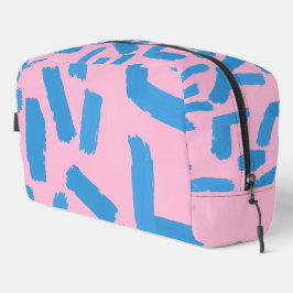 Neceser Pink with Blue Brushstroke Pattern 