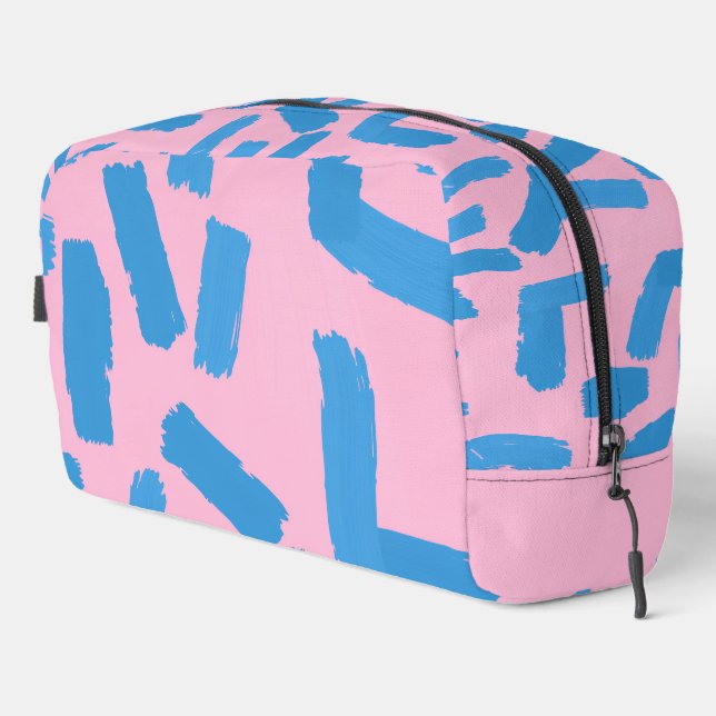 Neceser Pink with Blue Brushstroke Pattern  (Esquina derecha)
