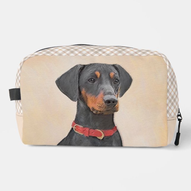 Neceser Pinscher alemán pinta arte de perro original negro (Anverso)