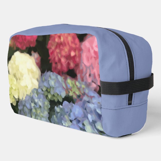 Neceser Pintado digital de flores de hidrangea azul y rosa (Esquina izquierda)