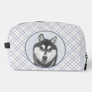 Neceser Pintura de Husky Siberiano Arte de Perro Negro y B