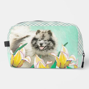 Neceser Pintura de Keeshond en tulipanes adorable arte ori