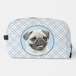 Neceser Pintura de pug Fawn Plata Cute Original Mascota Pe