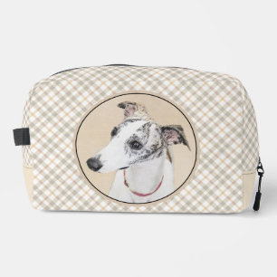 Neceser Pintura de Whippet Brindle Blanco Arte Original de