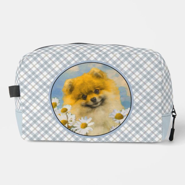 Neceser Pomerania en Daisies pinta arte original del perro (Anverso)