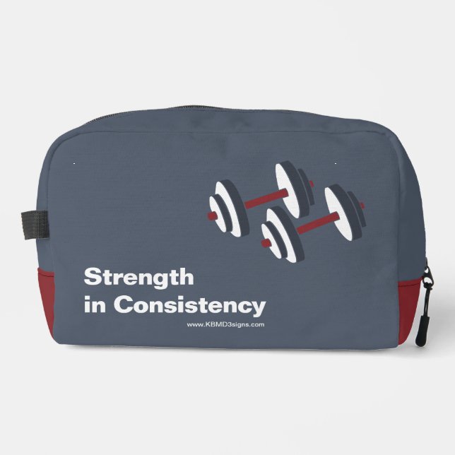 Neceser Promotional Gym Motto Strength in Consistency Grey (Anverso)