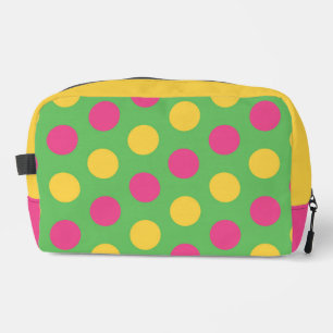 Neceser Puntos de polka en rosa cálido verde limón y amari