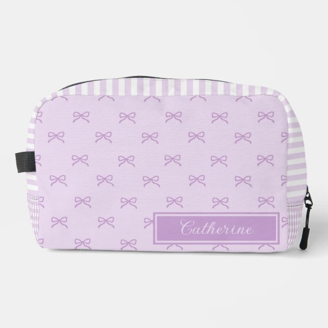 Neceser Purple Stripe Bow Pattern Coquette Cosmetic (Anverso)