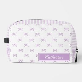 Neceser Purple Stripe Bow Pattern Coquette Cosmetic