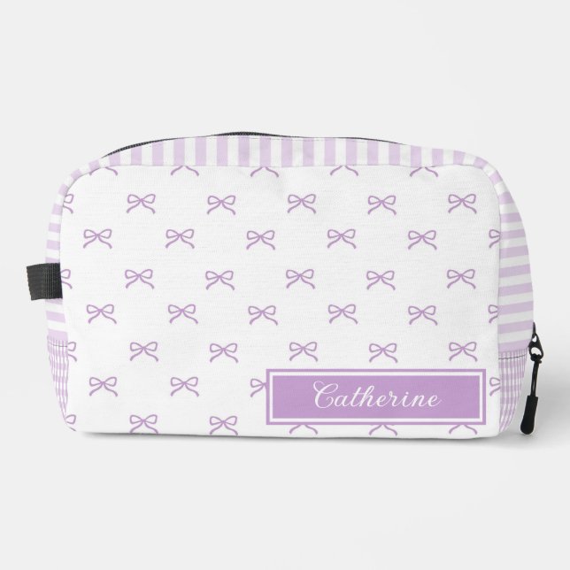 Neceser Purple Stripe Bow Pattern Coquette Cosmetic (Anverso)