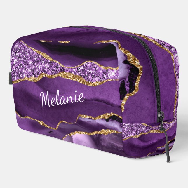 Neceser Púrpura Personalizado de mármol de oro Su nombre (Esquina derecha)