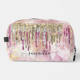 Neceser purpurina de oro rosa moda goteo accesorio monogra
