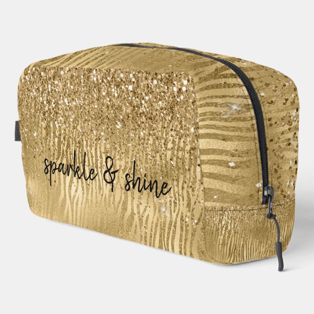 Neceser Purpurina Gold Glam Glitz Zebra Print Faux (Esquina derecha)