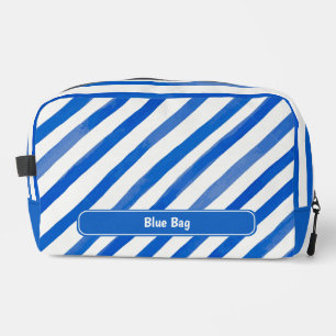 Neceser Rayas Azules sobre Blanco y Texto