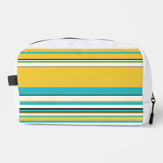 Neceser Rayas complejas - Turquesa y Amarillo (Anverso)