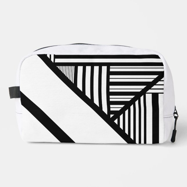 Neceser Rayas de triángulo en negro y blanco (Anverso)