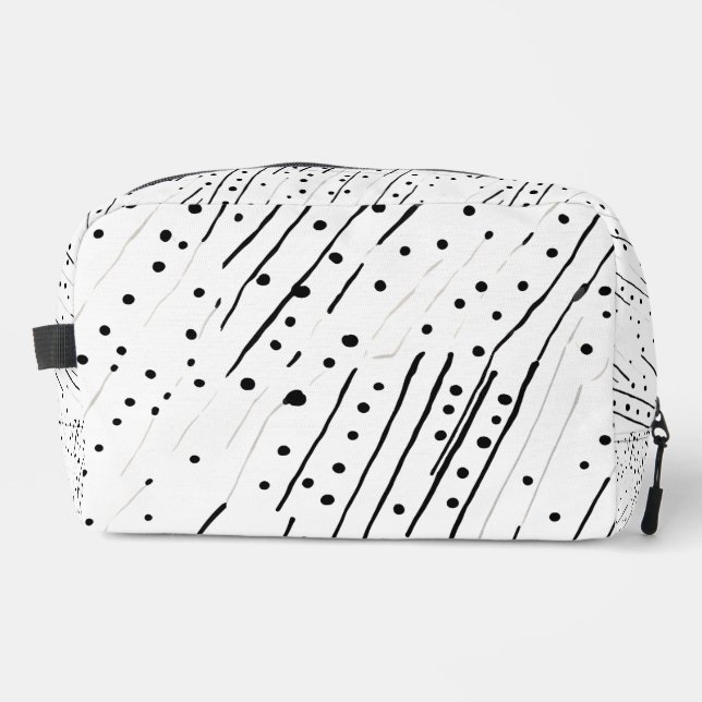 Neceser Rayas o puntos de polka negro, blanco, gris (Anverso)