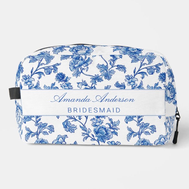 Neceser Regalo de Dama de Honor Chinoiserie Azul y Blanco (Anverso)