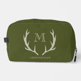 Neceser Regalo de Groomsmen, Personalizado de Antler Verde