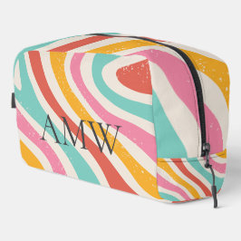 Neceser Retro Monogram Colorful Wavy Stripes Zipper Pouch
