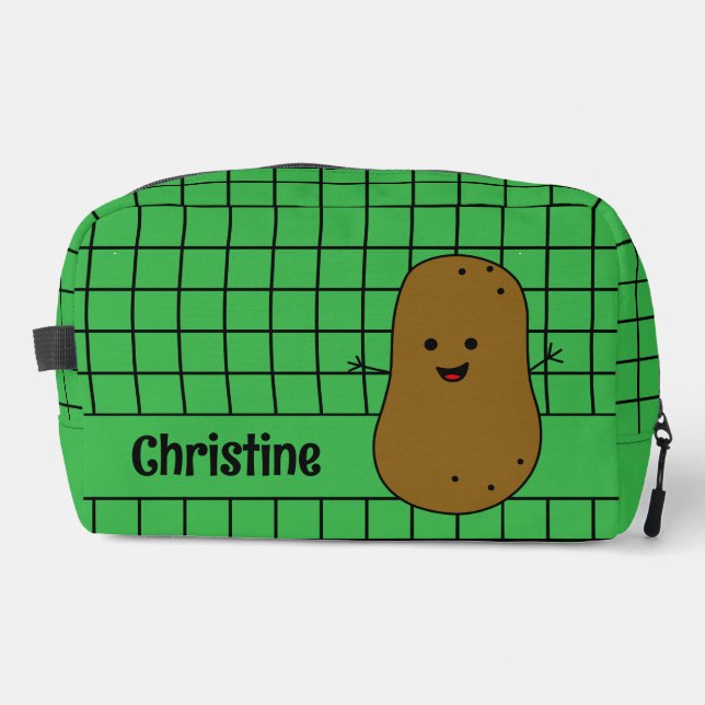 Neceser Retro, Patata Marrón, Personalizado Verde (Anverso)