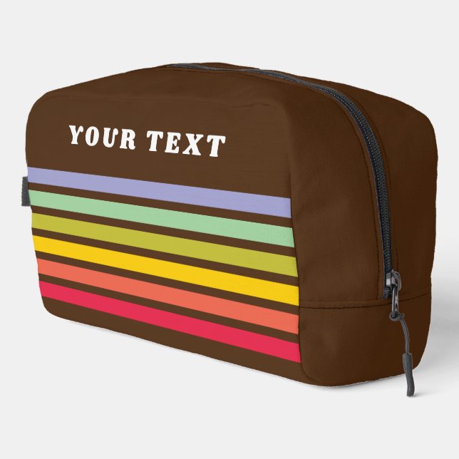 Neceser Retro raya arcoiris Stripe Brown Vintage (Esquina derecha)