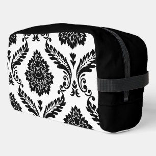 Neceser Rococo Damask Patrón Grande Desplazado Negro sobre