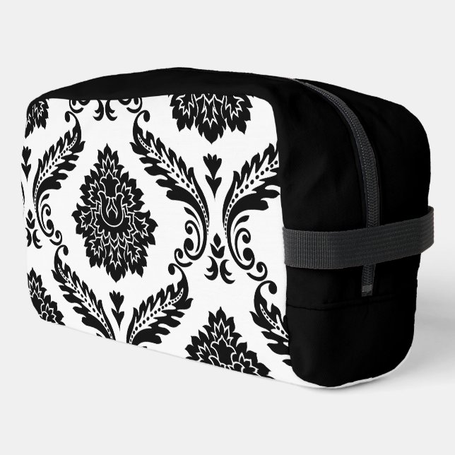 Neceser Rococo Damask Patrón Grande Desplazado Negro sobre (Esquina izquierda)