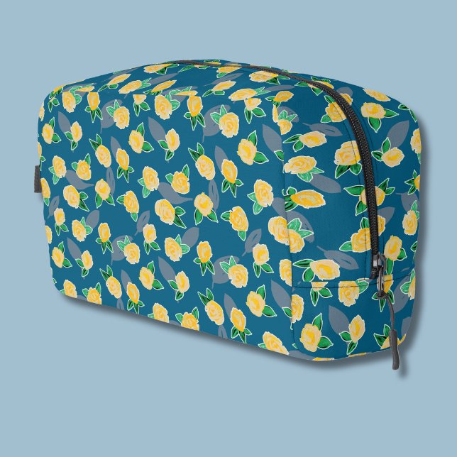 Neceser Rosa Amarilla Floral Botánica (Yellow rose botanical floral cosmetic bag)