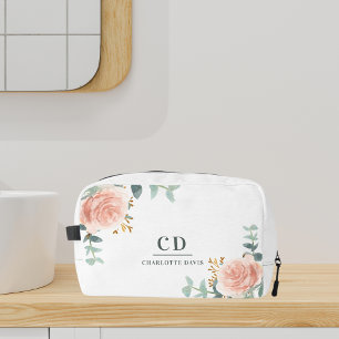 Neceser Rosa dorado floral nombre monograma