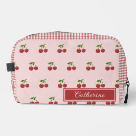 Neceser Rosa patrón de cuadros de cereza roja simple fruta